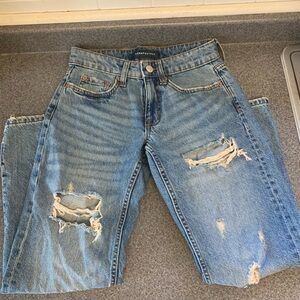 Aeropostale 000 XXS Short Low Rise Baggy Distressed Denim Jeans